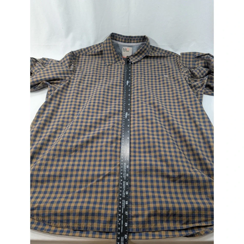 5.11 Tactical Shirt Mens 2XL Snap‎ Up Brown Plaid Long Sleeve Workwear